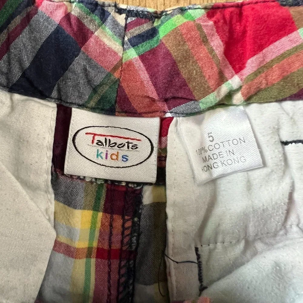 Talbots Kids Madras Patchwork Summer Shorts Sz 5